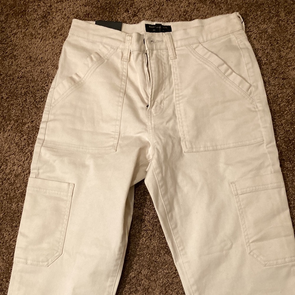 BANANA REPUBLIC OFF-WHITE DENIM 6 POCKET SLIM HIGH-RISE PANTS. NICE! SIZE 10 NWT